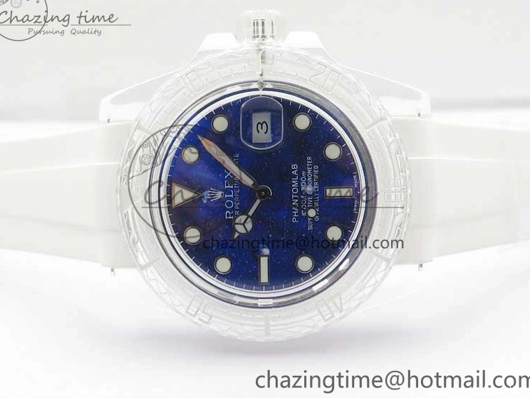 0512 Submariner Phantomlab Transparent KZF Best Edition Deep Blue Dial on White Rubber Strap VR WellDesigned 2568